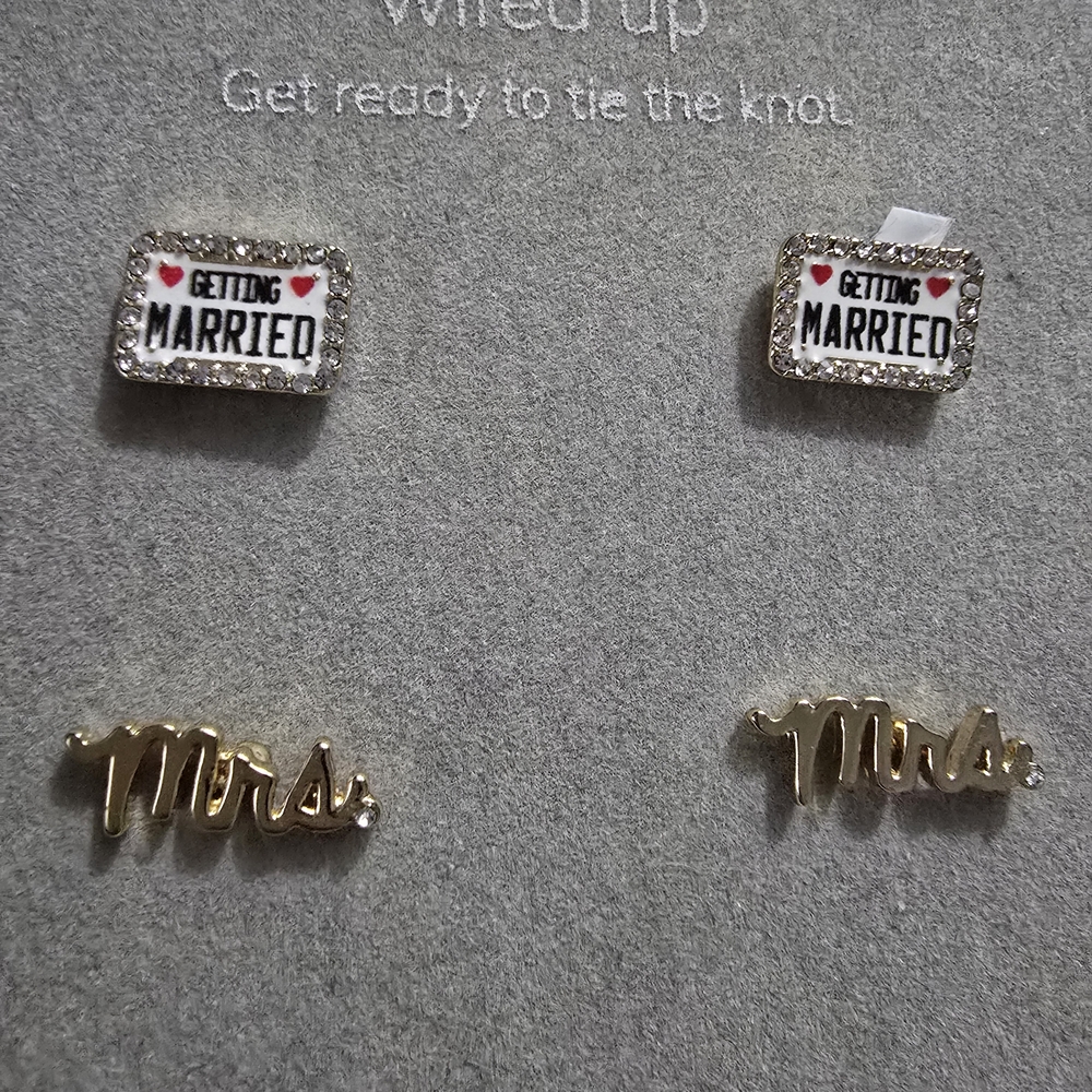 BaubleBar "Wifed Up" Bridal Earring Set - Gold & White - 2 Pairs Of Earrings